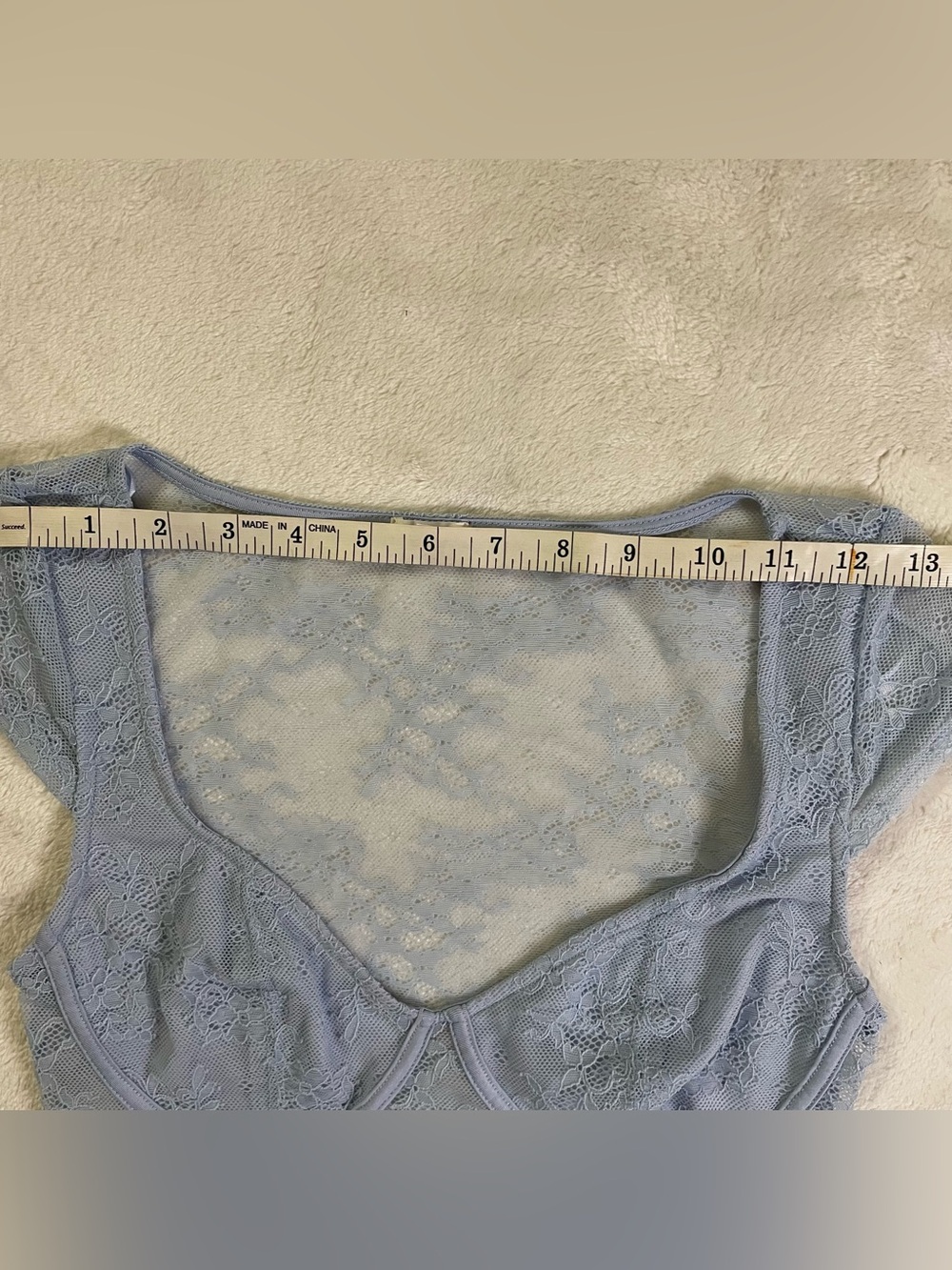 Garage Baby Blue Sheer Lace Crop Top size S - Picture 5 of 8